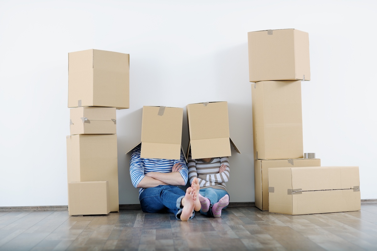 young couple moving in new house
